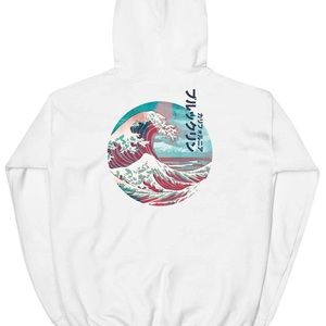 White hoodie with wave design